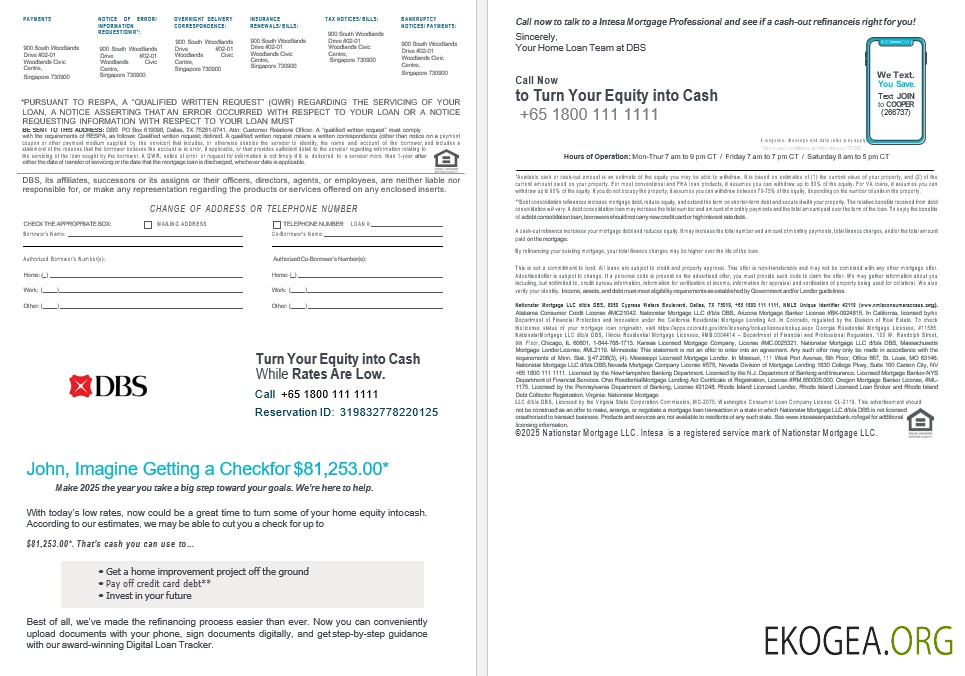 Relevé d'hypothèque bancaire de la banque DBS de Singapour aux formats Word et PDF 3 , 4